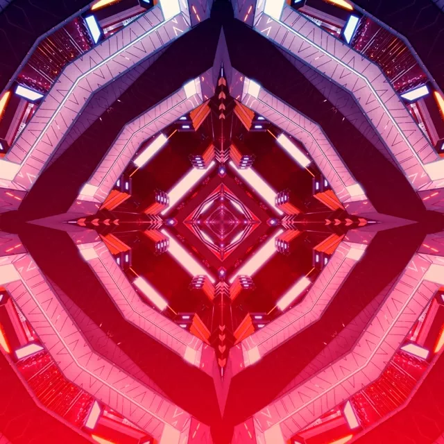 Neon Tunnel Κόκκινο Διαμάντι Kaleidoscope VJ Loop 1:1 Square 60fps Screensaver