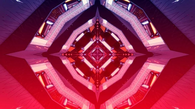 Karmozijn Sci-Fi Neon Tunnel Screensaver 4K UHD 60fps VJ Clip