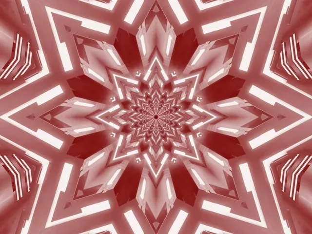 Terowong Neon Bintang Merah Kaleidoscope Vj Loop 4:3 Classic 60fps Screensaver