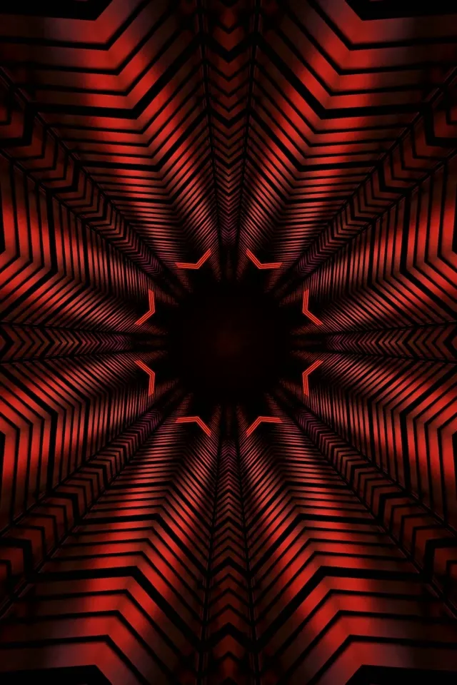 Neontunnel Rød Stjerne Kaleidoskop Vj Loop 2:3 Foto Portrett 60fps Skjermsparer