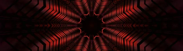 Neon Tünel Kırmızı Kaleydoskop Yıldız Patlaması 32:9 Süper Ultrawide 60fps Ekran Koruyucu VJ Loop