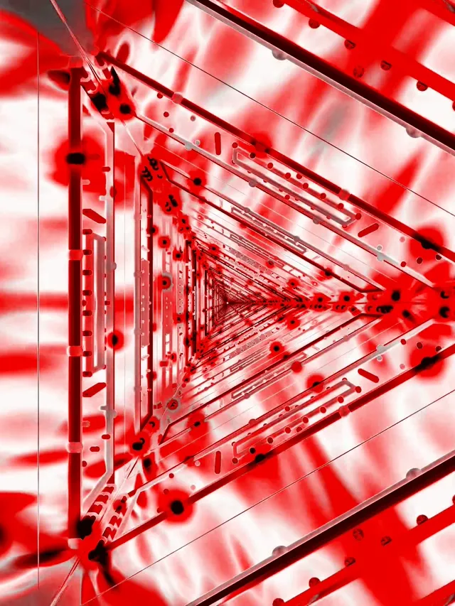 Tunel Neon Triunghiular Rosu Vortex VJ Loop 60fps Screensaver 3:4 iPad Portrait