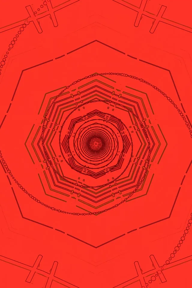 Red Neon Tunnel Spiral Octagon VJ Loop 2:3 Photo Portrait 60fps Screensaver