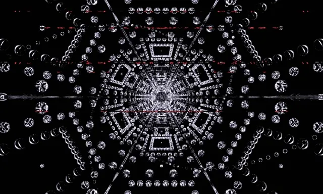 VJ Loop Krystall Heksagon Neontunnel Kaleidoskop 60fps 5:3 Wide Skjermsparer