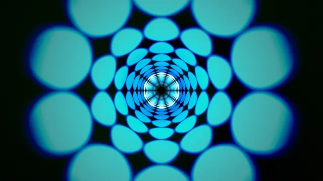Cyan Blue Neon Tunnel with Glowing Circles
