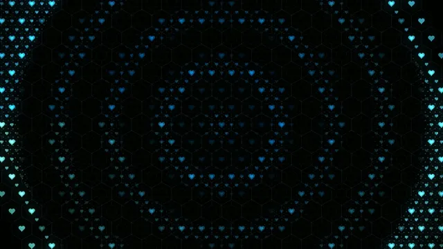Cyan glowing hearts 4K UHD widescreen motion background loop