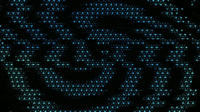 Cyan Heart Particles Flowing on Black Background