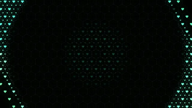 Cyan hearts particle flow 4K motion background for video editing