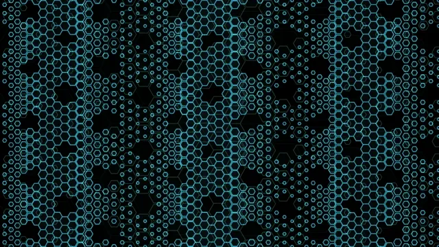Cyan Hexagon Grid Pattern on Black Background 4K