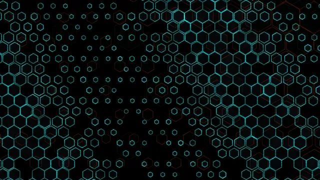 Cyan Hexagon Network Animation on Black Background
