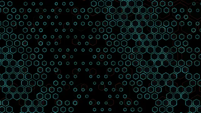 Cyan Hexagon Network Animation on Black Background
