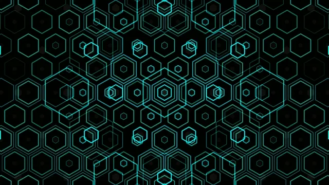 Cyan Hexagonal Grid Abstract Tech Background