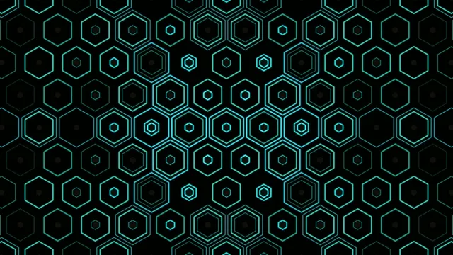 Cyan Neon Hexagon Grid Tech Background