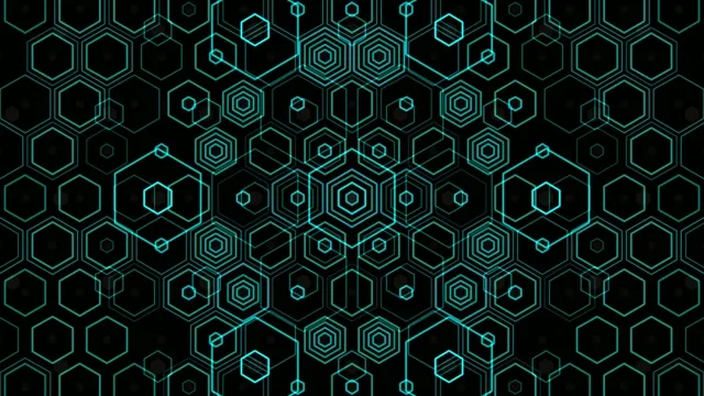 Cyan Neon Hexagonal Network 4K Motion Background