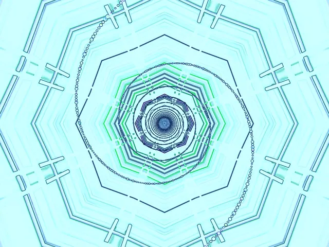 Cyan Neon Tunnel Skärmsläckare 4:3 Klassisk 60fps VJ Loop PC Laptop