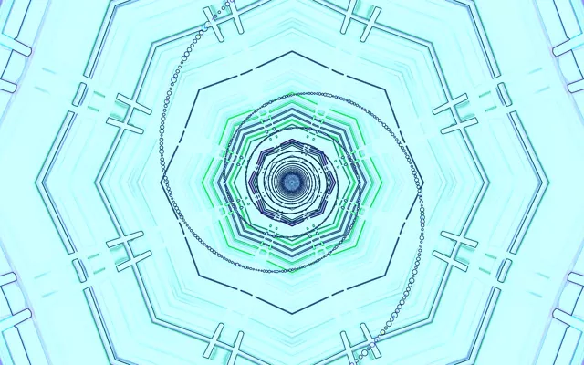 Économiseur d'écran Tunnel Néon Cyan 60fps 16:10 MacBook VJ Loop PC Portable