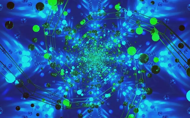 Cyan Nodes VJ Loop 16:10 - Tech Sphere Neon Screensaver 60fps