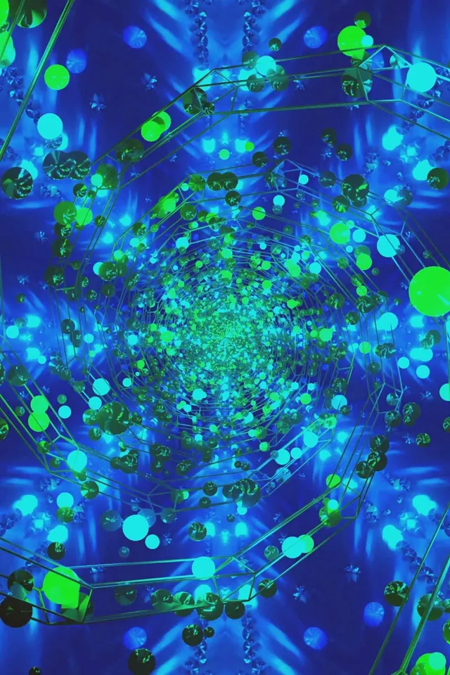 Cyan Nodes VJ Loop 2:3 - Tech Sphere Neon Screensaver 60fps