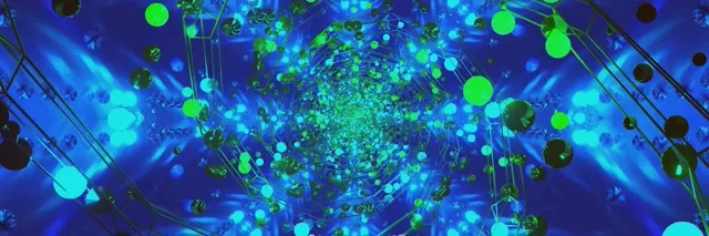 Cyan Nodes VJ Loop 3:1 Ultra - Tech Sphere Neon Tunnel 60fps