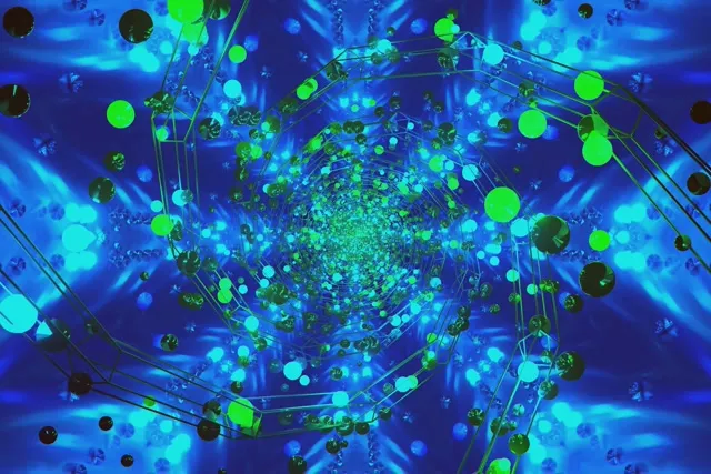Cyan Nodes VJ Loop 3:2 - Tech Sphere Neon Screensaver 60fps