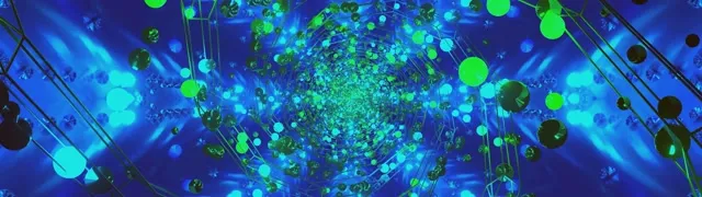 Cyan Nodes VJ Loop 32:9 SuperWide - Tech Sphere Neon Tunnel 60fps
