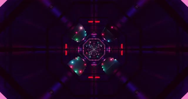 Cyan Orange Neon Tunnel | 4K VJ Loop | Animated Octagonal Geometry 60fps