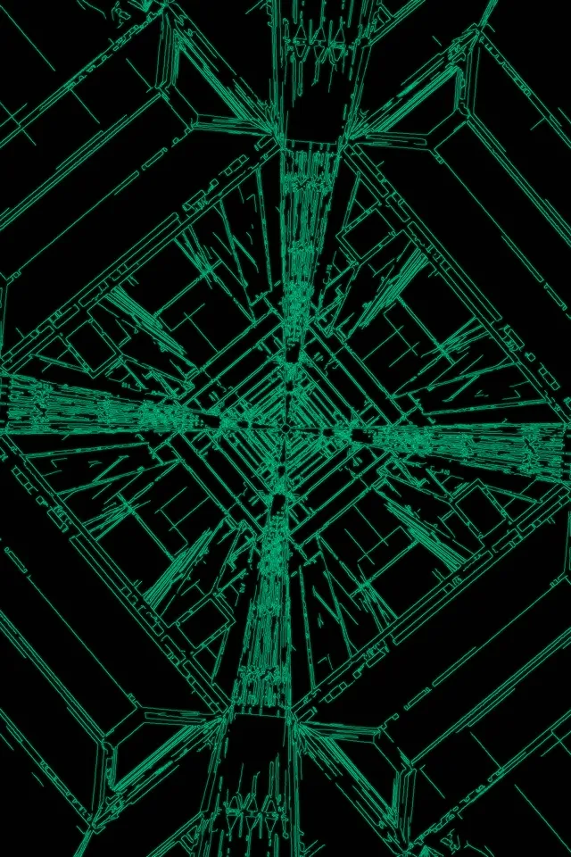 Neónový Tunel Zelená Mriežka Vortex VJ Loop 2:3 Photo Portrait 60fps Šetrič Obrazovky