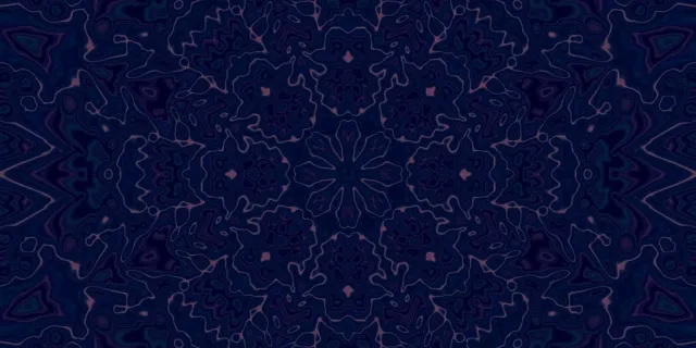 Đường hầm mandala neon xanh sâu với các mẫu hình học đối xứng và điểm nhấn hồng phát sáng, tạo chuyển động vòng lặp vô hạn