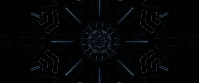Neon Tunnel Dunkelblau Schneeflocken Kaleidoskop Vj Loop 2.39:1 Cinemascope 60fps Bildschirmschoner