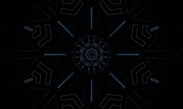 Neonski Predor Temno Modra Snežinka Kaleidoskop VJ Loop 5:3 wide 60fps Ohranjevalnik zaslona
