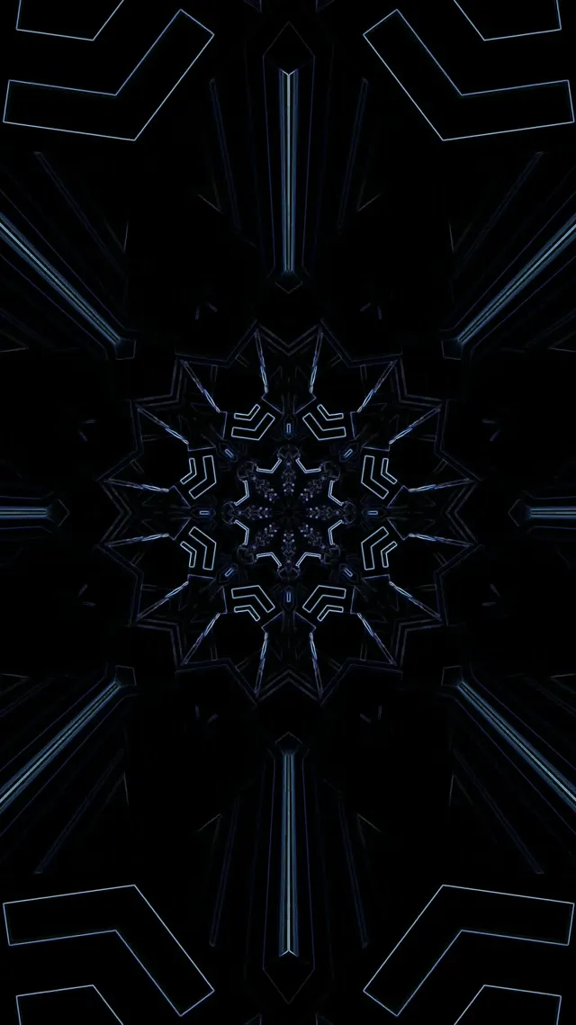 Neon Tünel Mavi Kaleidoskop Yıldız VJ Loop 9:16 Reels 60fps Ekran Koruyucu