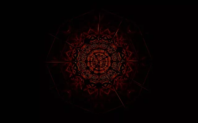 Rød Fraktal Mandala Neon Tunnel VJ loop 16:10 macbook 60fps pauseskærm