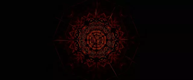 Túnel Neon Mandala Fractal Vermelha VJ Loop 2.39:1 Cinemascope 60fps Protetor de Tela