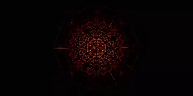 Czerwony Fraktal Mandala Neon Tunnel VJ Loop 2:1 Univisium 60fps Screensaver