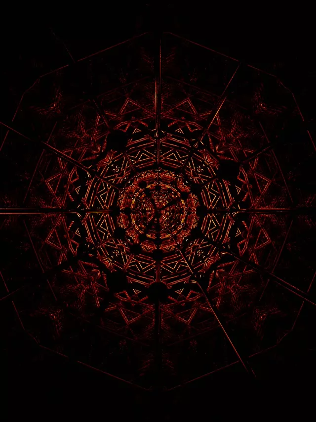 Raudonas Fraktalas Kaleidoskopas Neon Tunelis VJ Loop 3:4 iPad Portretinis 60fps Ekrano Užsklanda