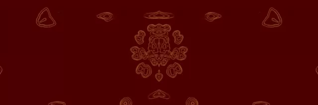 Terowongan mandala merah neon kaleidoskop dengan pola geometris simetris dalam loop VJ 4K