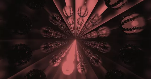 Túnel de Neón Espiral Carmesí Oscuro 4K UHD 60fps Salvapantallas Fondo de pantalla animado