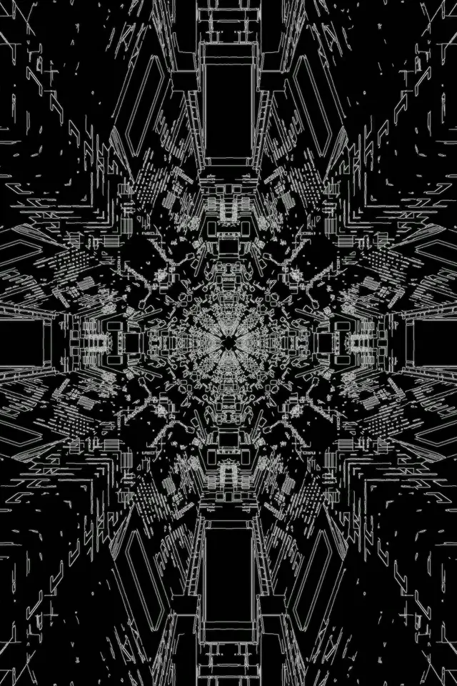 Neon Tunnel Kaleidoscope Circuit Burst Vj Loop 2:3 Photo Portrait 60fps Screensaver