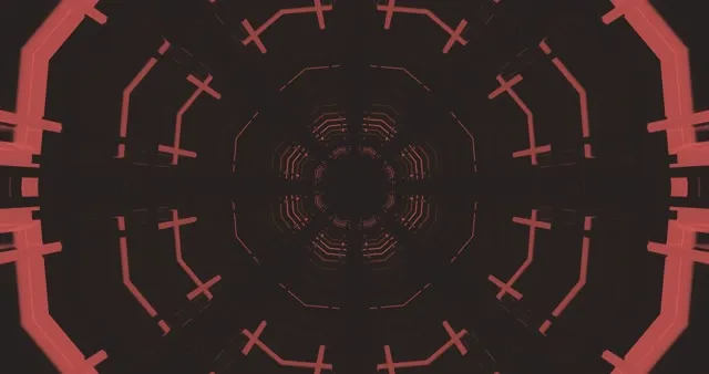 Dark Neon Tunnel VJ Loop | 4K 60fps Red Geometric