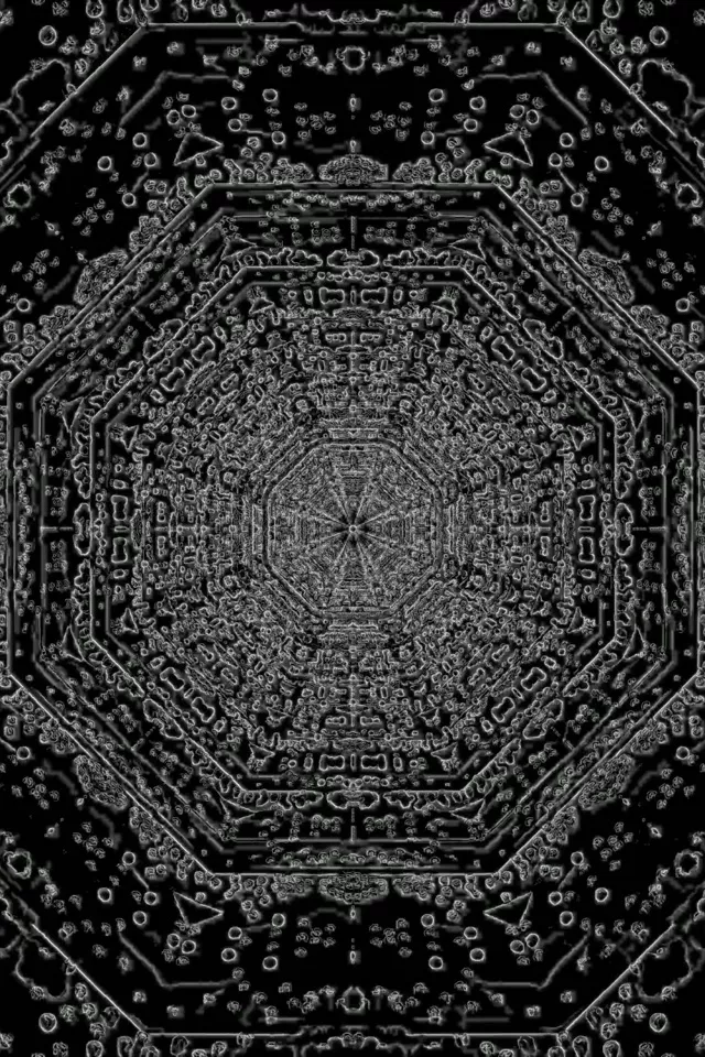 Tmavý Octagon Neon Tunel Šetrič Obrazovky 60fps 2:3 Photo Portrait VJ Loop