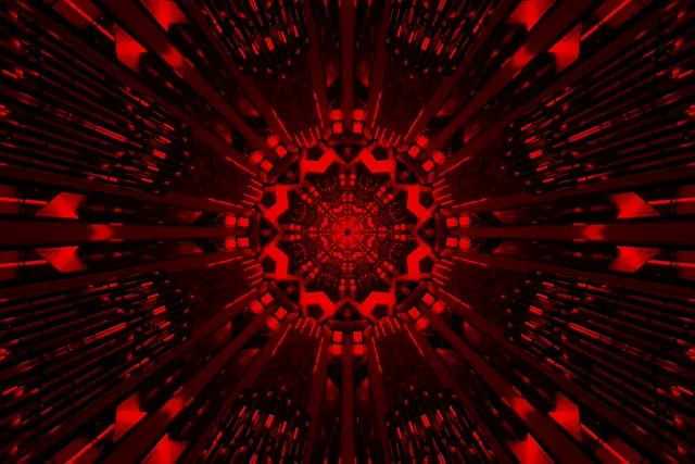 Caleidosgop Ffractal Coch Twnnel Neon 3:2 Surface 60fps Sgrin Achub VJ Loop