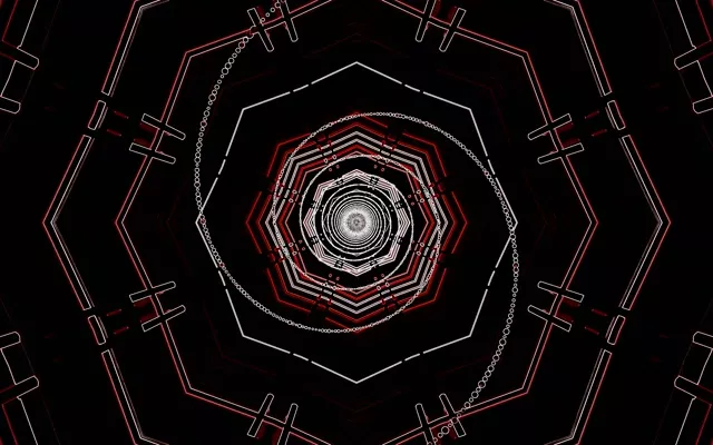 Neon Tunnel Rød Ottekant Hvirvel Vj Loop 60fps 16:10 Macbook Pauseskærm