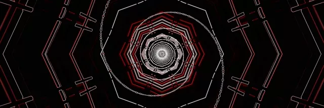 Đường Hầm Neon Đỏ Bát Giác Xoáy VJ Loop 3:1 Triple Wide 60fps Screensaver