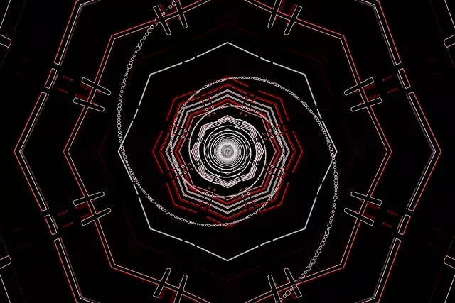 Неон Туннель Красный Восьмиугольник Вихрь VJ Loop 60fps 3:2 Surface Заставка