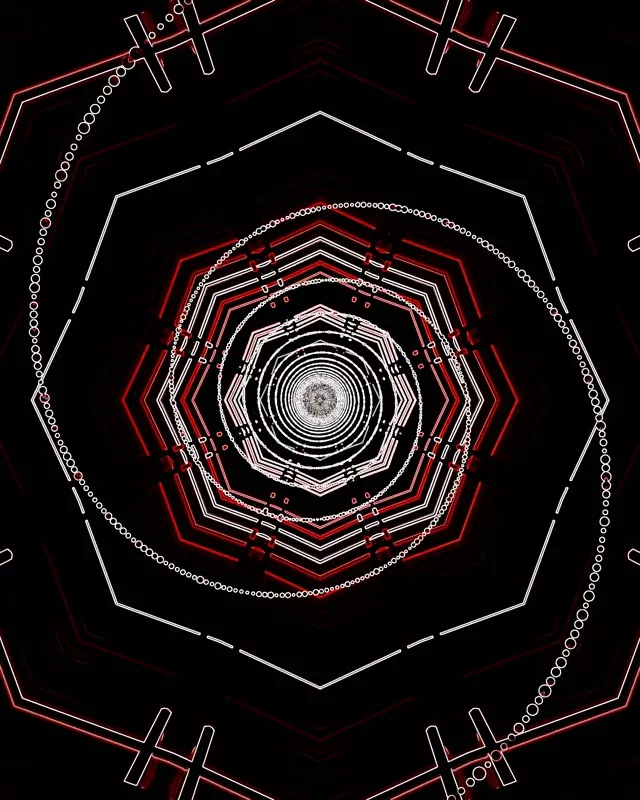 नियॉन टनल रेड अष्टकोन वोर्टेक्स VJLoops 4:5 Instagram 60fps स्क्रीनसेवर