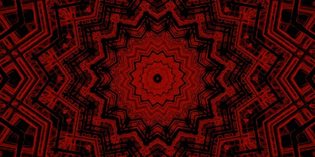 Terowongan Neon Kaleidoskop Bintang Merah VJ Loop 2:1 Univisium 60fps Screensaver