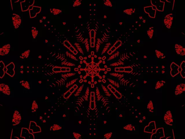 Red Fractal Kaleidoscope Neon Tunnel VJ Loop 4:3 Classic 60fps Screensaver