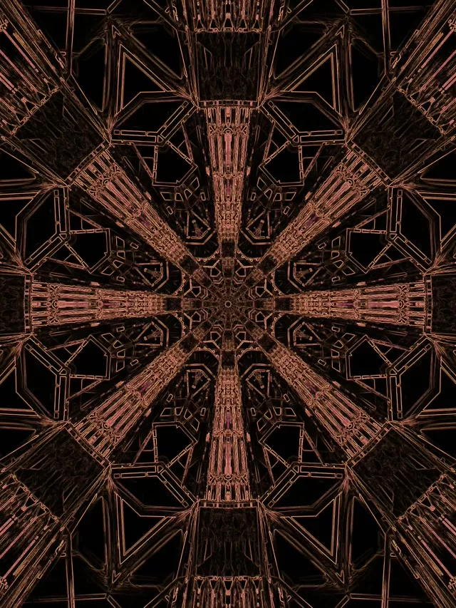 Χάλκινος Φράκταλ Σταυρός Νέον Τούνελ VJ Loop 3:4 iPad Portrait 60fps Προφύλαξη Οθόνης