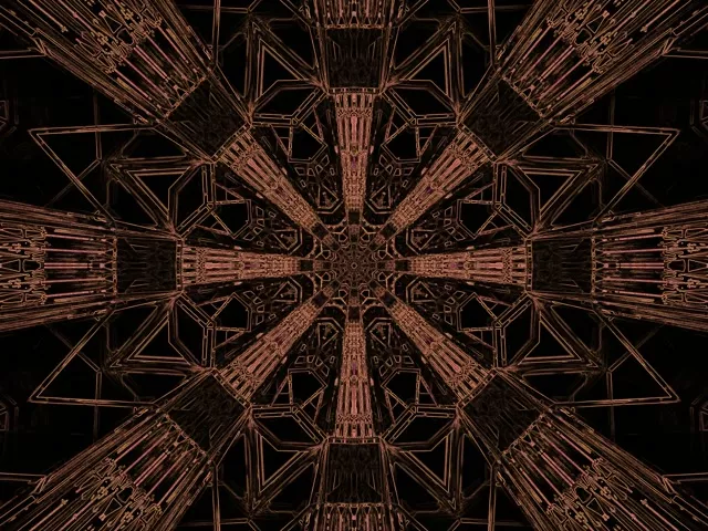 Νέον Τούνελ Χάλκινος Φράκταλ Σταυρός Vj Loop 4:3 Classic 60fps Προφύλαξη Οθόνης