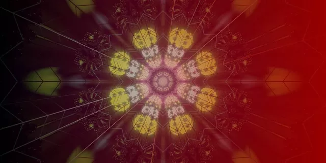 Neonski Tunel Rdeči Fraktalni Kaleidoskop Zvezda VJ Loop 2:1 Univisium 60fps Ohranjevalnik Zaslona